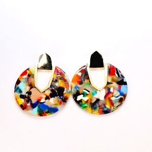 Colorful Circle Earrings | Marble Earrings | Statement Chunky Earrings